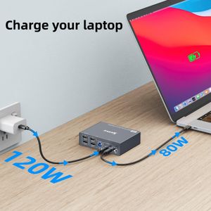 Dual Monitor KVM Switch USB-C & HDMI – 4K@60Hz, 2 Computers, 4 USB 3.0, 80W PD, Wired Remote