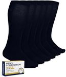 Pembrook Light Compression Socks for Men - 6 Pairs | 8-15 mmHg Navy Compression Socks | Mens Compression Socks for Circulation Support | Light Compression Socks Men