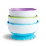 Munchkin Stay Put Baby Suction Bowl Set| Baby Bowls for Weaning| Baby Feeding Suction Dish Pack| for Babies & Toddlers 6 Months+|BPA Free Weaning Set for Babies| Microwave/Dishwasher Safe | 3 Pack