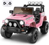 Hikole Electric Ride on Car for Kids, 12V Battery Powered Car w/Parent Remote Control, Music, Windshield, Spring Suspension, 3 Speeds, Gift for Boys & Girls - Pink