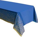 ZULADISE 2 Pack Blue Tablecloth Plastic Blue and Gold Table Cloths for Parties Disposable Table Cover Party Decorations for Birthday, Graduation (Premium Quality - 54 x 108 in.)