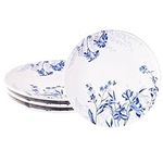 Sonemone Blue Flower Dinner Plates, 11 Inch Ceramic Plates Set of 4, Large Dish Set for Kitchen, Dinner, Salad, Microwave & Dishwasher Safe, Scratch Resistant