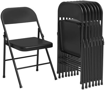 GarveeHome 8 Pack All-Steel Folding Chairs with Backrest, Heavy Duty Metal Foldable Dining Chair Set of 8 Hold Up to 350 LBS, Black Portable Chair for Office, Indoor & Outdoor Events