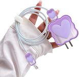 Cute Cable Protector for iPhone Charger with Unique Design 3D Love Heart Wave Data Cable USB Charger Data Line Phone Wire Saver Protector for iPhone 11 12 13 14 Pro Max Charger Protector-Purple