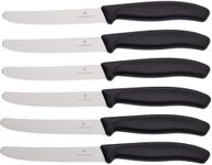 Victorinox 6.7833.6 Swiss Classic Tomato and Table Knife Set for Everyday Family Dining Serrated Blade in Black, Set of 6