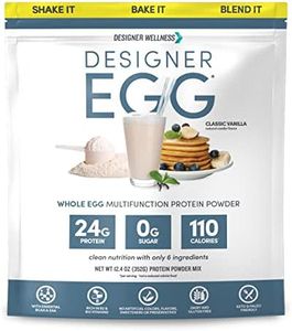 Designer Wellness, Designer Egg, Natural Egg Yolk & Egg White Protein Powder, Keto and Paleo Friendly, Low Calorie, Less Fat and Cholesterol, Classic Vanilla, 12.4 Ounce