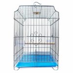 CENTRAL FISH AQUARIUM Metal 13.5" Zinc Bird Cage For Cocktail, Parrot,Cuttlefish Bone Holder,With Cuttlefish Bone, 2Cups,1Perch Stick L:13.5", B:13.5", H:20" - (Colors May Vary) Small