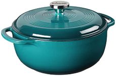 Lodge 4.5 Quart Enameled Cast Iron Dutch Oven with Lid – Dual Handles – Oven Safe up to 500° F or on Stovetop - Use to Marinate, Cook, Bake, Refrigerate and Serve – Lagoon