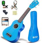 Soprano Ukulele Beginner Kit 21 Inch Ukelele w/Free Online Lesson Case Strap Tuner Strings Picks, Fast to Learn