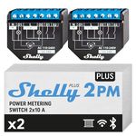 Shelly Plus 2PM (16A) | WiFi & Bluetooth 2 Channels Smart Switch with Power Metering | Home Automation | Roller Shutter Remote Control | Alexa & Google Home Compatibility | iOS Android App (2 Pack)