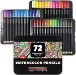 HIPPIE CRAFTER Watercolor Colored Pencils, Professional 72-Piece Set, Bulk Water Color Pencils for Adult Coloring, Painting, Drawing, and Art for Artists and Beginners