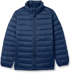 Amazon Essentials Boys' Lightweight Water-Resistant Packable Puffer Jacket, Navy, X-Large