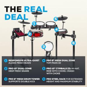 Alesis Nitro Pro Electronic Drum Kit – Mesh Pads, 8-Piece Set