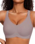 Gailife Womens Seamless Full Coverage Bra for Women Wireless Bras Push Up Bras with Soft Support Regular and Plus Size-Grey-XXL