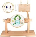 SolidGnik Embroidery Stand,Adjustable Embroidery Hoop Holder with Embroidery Kit and 3PCS Embroidery Hoops