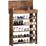 SogesHome 5 Tier Free Standing Shoe Rack 29.5x37.2 Inches Wooden Shoe Storage Shelf Shoe Organizer for Entryway Bedroom Hallway