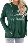 ZXH Women I'd Rather be Watching Grey's Anatomy Letter Print T-Shirt Short Sleeve Pullover Tops, K-dark Green, Medium