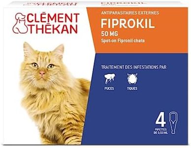 Clément Thékan - Anti-puces et anti-tiques pour Chats - 4 pipettes Fiprokil (50mg)