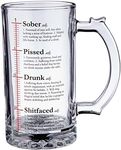 MDI Australia DN-BS_D Drinktionary Beer Stein Drinktionary Glass Beer Stein Drunk Level Definitions, Clear