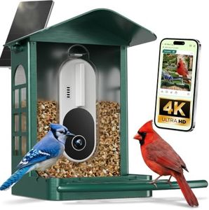 SV3C Smart Bird Feeder with Camera Solar Powered - 4K UHD Video Bird Feeder, AI Bird Identification Lifetime Free, 2.4G/5G Wi-Fi, Durable Metal, Backyard Birdwatching Gifts for Mom Dad & Bird Lovers
