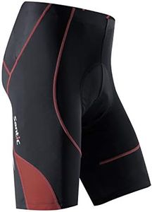 Santic Short Cycliste Homme Rembourré Cuissard Cycliste Homme Velo Short Cycliste Rouge foncé