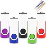 EASTBULL USB Stick 8GB 5 Pack Memory Stick Swivel Design Flash Drive(5 Mixed Color With Lanyard)