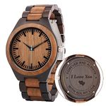 Engraved Wood Watch for Men Personalized Wooden Wrist Watch Father's Day Gift for Father Dad Anniversary Watch for Husband