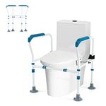 Multigot Toilet Safety Rails Stand, Foldable Non-Slip Toilet Frame with Fixed Strap, Adjustable Height & Width, Bathroom Handrail Grab Bar for Disabled Elderly Pregnant