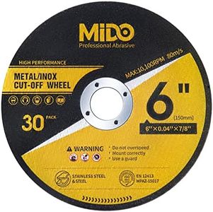 MIDO Professional Abrasive 30 Pack Cut Off Wheels 6 Inch Cutting Wheel 6" x.040 x7/8" Metal&Stainless Steel Cutting Disc Fit for Angle Grinder