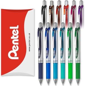 Pentel EnerGel XM BL77 - Retractable Liquid Gel Ink Pen - 0.7mm - 54% Recycled - In Pillow Packaging (Mixed Pack of 12)