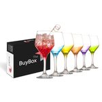 GOSOYO Colored Wine Glasses Set of 6 (11oz/330ml) Champagne, Cocktail, Martini, Coupe Glasses, Aperol Spritz Glasses, Long Stem Glassware