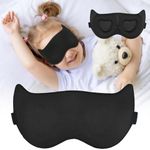 AMAZKER Cute Sleep Eye Mask for Kids, 3D Contoured Cup Sleeping Mask & Blindfold, Concave Molded Night Sleep Mask Block Out Light Cover for Travel Yoga (XKD-Black, 1 Count (Pack of 1))