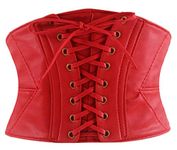 Alivila.Y Fashion Womens Leather Steampunk Underbust Waist Belt Corset A14-Red-L