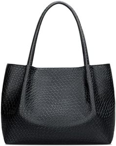 KKXIU Tote Bag for Women Vegan Leather Shoulder Purse Large Capacity Travel Bag, Black02, Medium
