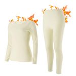 INNERSY Women's Thermal Underwear Set Soft & Warm Base Layer Long Johns Cold Weather(Off White(High Warm),Medium)