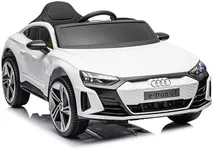 12V Ride on Car Electric Vehicle，Official Audi Authorised Battery Powered Electric Vehicle，Bluetooth connectivity, LED Lights,Upgraded Leather Seats,Smooth Start, 3 Speeds-White