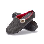 Gumbies Outback Indoor & Outdoor Slippers, Easy Slip On House Shoes with Recycled Materials, Ideas for Gift Giving for Men & Women, Charcoal & Red, UK 9