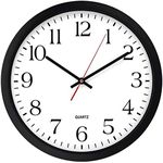 Bernhard Products Black Wall Clock, Silent Non Ticking - 16 Inch Extra Large Quality Quartz Battery Operated Round Easy to Read Home/Office/Business/Kitchen/Classroom/School Clocks