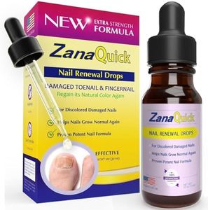 ZanaQuick Nail Renewal, Toenail Fungus Treatment Extra Strength Nail Repair for Damaged Discolored Brittle Toenails and Fingernail. 0.50 fl oz. Doctors' Guide Included.