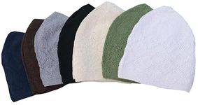 Muslim Prayer Cap for Men, Topi Cap for Muslim Namaz, Islamic Prayer Caps for Muslims, Taqiyah Takke Turkish Stylish Sufi Knitting Cap Cotton (Pack of 7 Any 6 Colours + 1 White Family Pack)