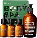 Gya Labs Massage Oil Set for Body Spa (Set of 4) - Natural Scents of Vanilla, Patchouli & Destressing Massage Oil for Body Massage - Essential Oil Set Home Spa Supercharge Your Skin & Body Relaxation