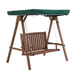 Outsunny 2 Seater Garden Swing Seat Wooden Swing Chair Hammock Bench Loveseat Furniture Lounger with Canopy - Green