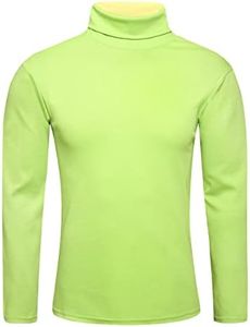 LONGBIDA Men Slim Fit Lightweight Long Sleeve Pullover Top Turtleneck T-Shirt, Bright Yellow & Neon Green, Medium