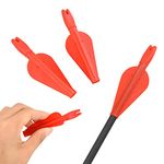 SHARROW Archery Plastic Conjoined Arrow Nocks and Fletchings Plastic Vane for 8mm Arrow Shafts Hunting Accessories (Red)