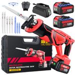 XIAZIR Reciprocating Saw, Enhanced 3500 SPM Low Noise Brushless Motor, High-Performance 2 * 21V 4.0 Ah Batteries Extended Standby, 8 pcs Versatile Alloy Steel Blade Set Easily Cut Through Wood, Metal