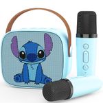 Karaoke Machine Kids, Upgrade Karaoke Machine 2 Wireless Microphones, Mini Karaoke Bluetooth Speaker with Party Led Lights, Gifts for Boys Girls Children Toddler, Toys for Children Blue (blue)