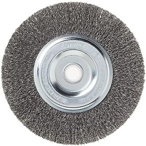 Forney 72745 Wire Bench Wheel Brush, Coarse Crimped with 1/2-Inch and 5/8-Inch Arbor, 6-Inch by .012-Inch