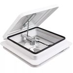 Shield Autocare 420mm x 420mm Campervan Skylight Roof Vent with Built In 12v Fan & Integrated Fly Net Blind for Camper Van Conversion RV Motorhome Caravan Horsebox (White)