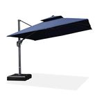 PURPLE LEAF 10' X 10' Cantilever Outdoor Umbrellas Large Patio Umbrella Hanging Double Top Rectangle Offset Umbrella with 360°Rotation Tilting Umbrella Grey Frame Outdoor Patio, Navy Blue