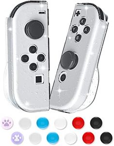 FUNDIARY Glitter Protective Clear Shell for Nintendo Switch OLED Joycon Controller, Comfort Grip Case Compatible with Switch Standard Edition, Transparent Cover Case for Joycon Controller